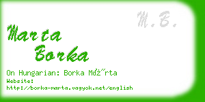 marta borka business card